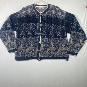 Vintage Winona Fair Isle Cardigan Sweater Cotton Blend Size L